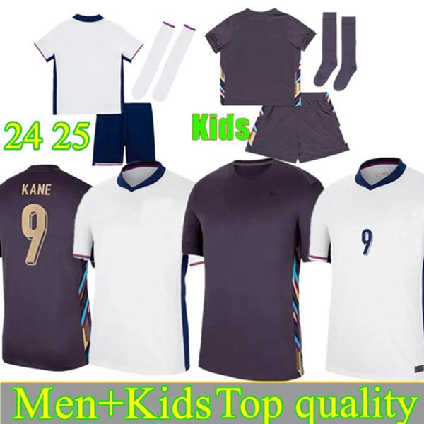 2024 Euro Cup Englands Futbol Gömlek Bellingham Rashford Kane 24 25 Futbol Jersey Milli Takımı Ev Beyaz Uzak Mor Erkekler Çocuk Kiti Set Kadın Saka Rice Forma