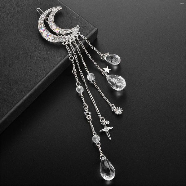 Party -Dekoration Klassiker Mond Kristall Strassonstone Perlen Dangle Fransen Haare Accessoires Braut Kopfstück Hochzeit Geburtstag Schmuck Geschenk