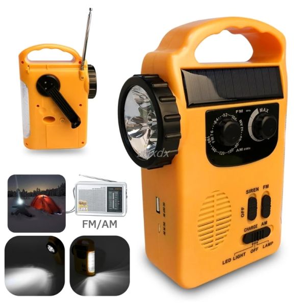 Radio Outdoor Emergency Hand Crank Solar Dynamo solare AM/FM Power Bank con lampada a LED