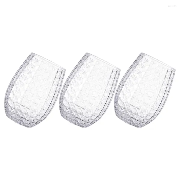 Copos descartáveis palhas 3 pcs com copos de plástico transparentes Pet Transparent Cup de abacaxi reutilizável água sem haste