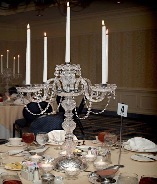Big Chrome Restaurant Tischlampen Silber graues Glas Candelabra LED hohe Kerzenhalter für Hochzeit Speisesaal Glass Candlestick T7981505