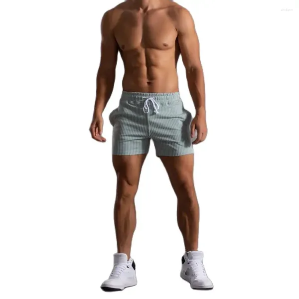 Shorts masculinos homens lazer listrado 2024 calças de moda de estilo europeu com bolsos masculinos casuais casuais roupas de praia sexy mass