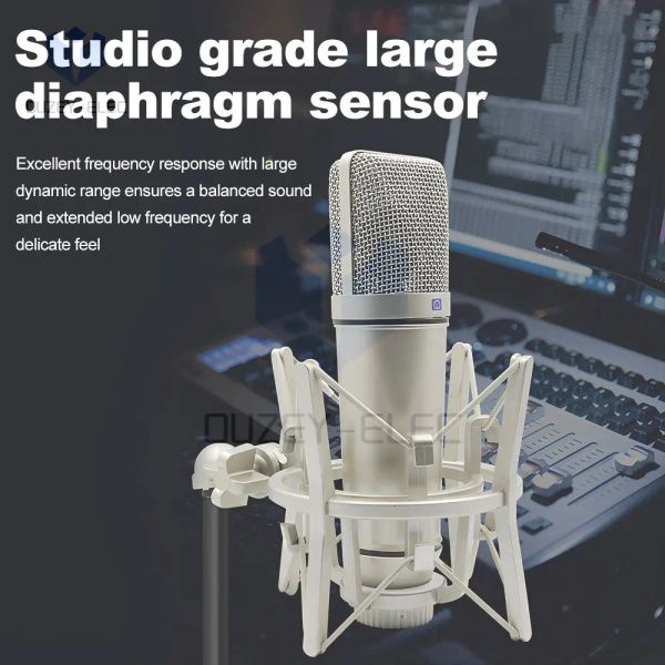 Microfone Professional Condenser Microfon für YouTube Studio Vocals Instruments Podcasting und Aufnahmen mit Shockmount -Audiokabel