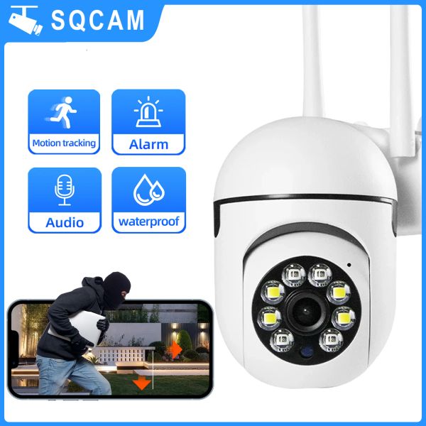 Камеры SQCAM Wi -Fi Camera Camera Wi -Fi Камеры Security 1080p Ptz 4x Zoom с ночным видением для дома на открытом воздухе Wi -Fi камера