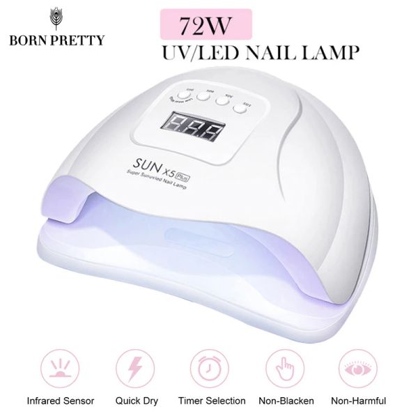 Secadores nascidos bonitos 6/8/66/48/72W Máquina de secador de unhas portátil UV manicure lâmpada LED home use lâmpada UV de unha para secagem unhas polonês de gel