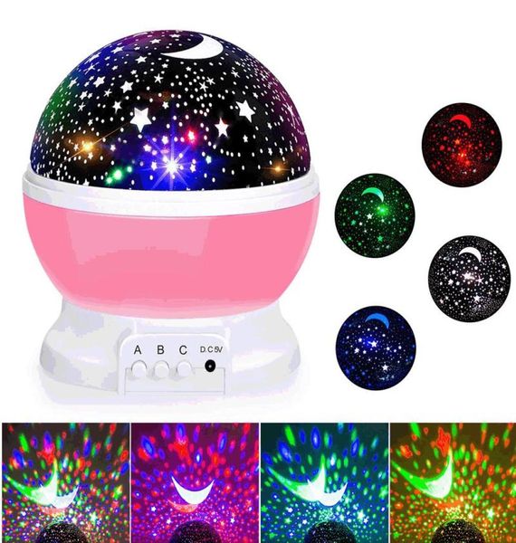 LED STARRY Night Light Dream rotierende romantische Starlight -Projektion Lampe USB Kinder Kreuzströme Projector Night Light6376841