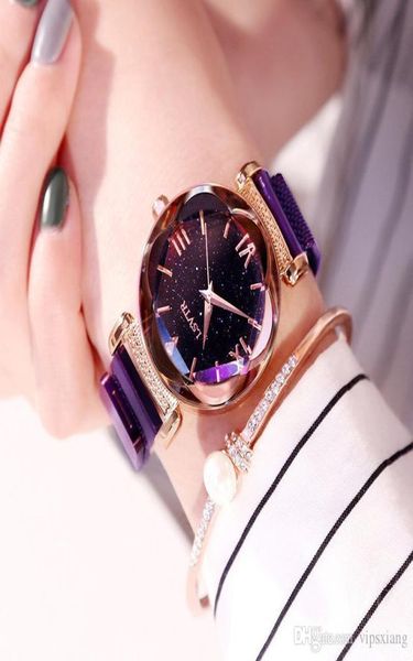 Women039s Orologi della moda Magnet in acciaio inossidabile Milan Mesh cinghia Purple Diamond Blu Ray Glass Girl Girl Dress Quotz Wat2891839