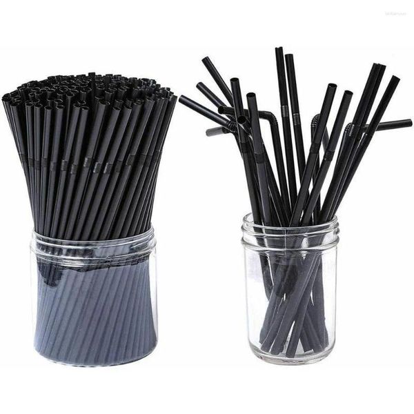 Trinkstrohhalme 100pc/Set Black Cocktail Plastik eindimensionierbares Hochzeitshause für Dekorative Party