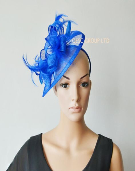 Cappello affascinante Royal Blue Sinamay per il matrimonio Kentucky Derby Ascot Races2616804