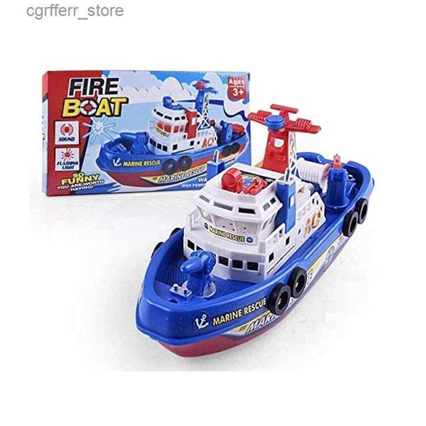 Baby Bad Spielzeug Sprühwasser Schwimmbad Elektrisches Boot Badewesen Rettungsmodell Feuerboote mit leichten Musik -LED -Kreativität Spielzeug für Baby Kinder Kinder l48