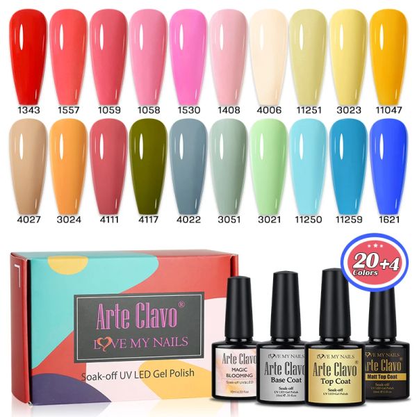 Gel arte clavo 24pcs kit box regalo smalto gel set di chiodi da 8 ml color Uv design per chiodi arte manicure matte coach coat sfogata gel