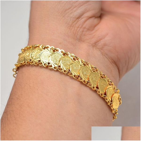 Monete di colori in oro a catena braccialetti per donne uomini monete monete bracciale islamica islamica araba araba gioielli mediorientali africani goccia de dhqgk