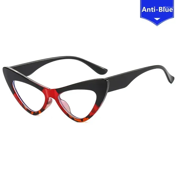 Солнцезащитные очки рамы 2024 Модные ретро-глаз кошка синие блокирующие очки рамки дамы оптические анти-голубые световые женщины