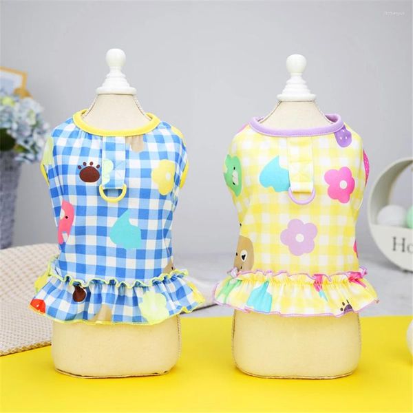 Vestido de vestuário de cachorro padrão de pet strap fofo gato camisa roupas de cachorro gatinho saia de gatinho ao ar livre cães cães cães chihuahua colete