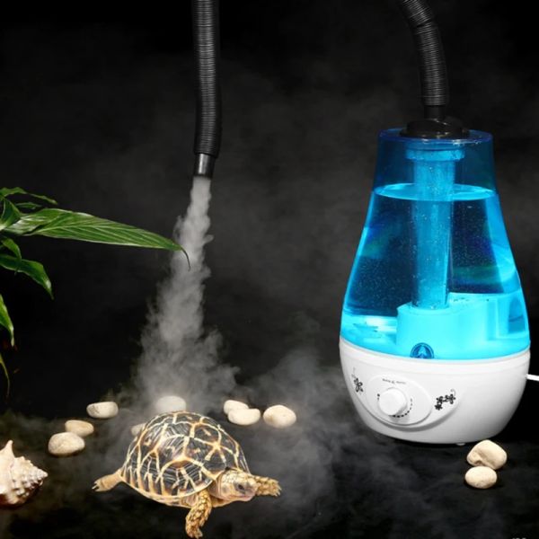 Umidificadores umidificador de répteis 3l Tanque de água Lagartos Chameleons Snakes Terrarium Vaporizer Ultrasilent Mist Maker com mangueira flexível