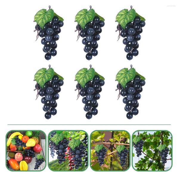 Decoração de festa 6 PCs Caminho artificial doméstico de uvas decoração de criança, modelos falsos simulação fruta