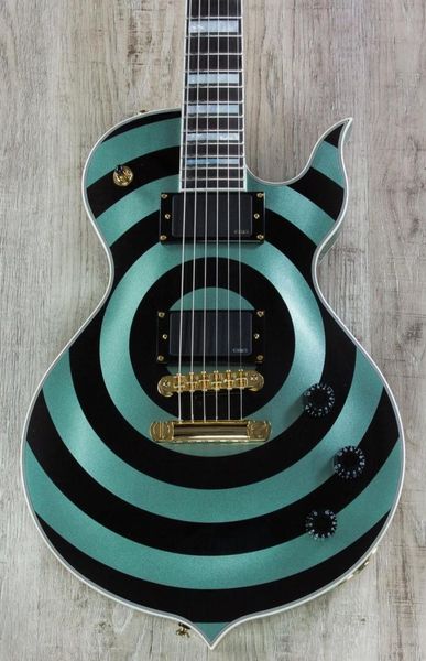 Wylde Audio Odin Grail Gangrene Green Metallico W Black Bullseye Electric Guitar Ebony Fingerboard Mop Grande blocco intarsio Little 9894483