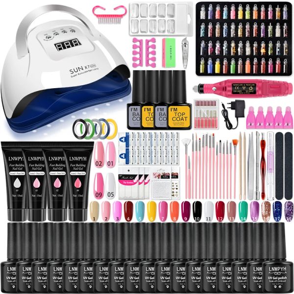 Kit de gel de unha poli creme com lâmpada de unha UV LED LUBLER GEL VARNEIRA DE UNIDADE DE UNIDADE PARA RAMOS DE ENCIMENTO RUILS EXTENSions Gel Manicure Tools Kit