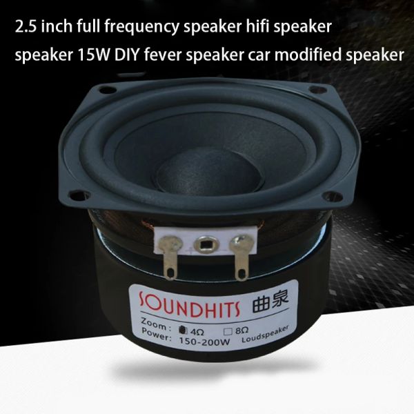 Acessórios 2,5 polegadas de frequência completa alto -falante hi -fi home áudio 15w falador de febre diy 48ohm de altura de alta fidelidade, alto -falante modificado de fidelidade 1pcs