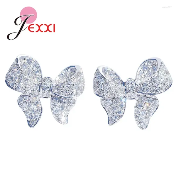 Orecchini per borchie Stile romantico 925 Sterling Silver Earrings Studs Women Girls Fashion Lovely Tiny Butterfly