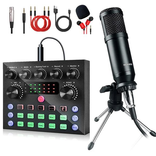 Microfones BM800 Kit de microfone de condensador com mixer de áudio para streaming, microfone de trocador de voz para pacote de equipamentos de podcast ao vivo, karaokê