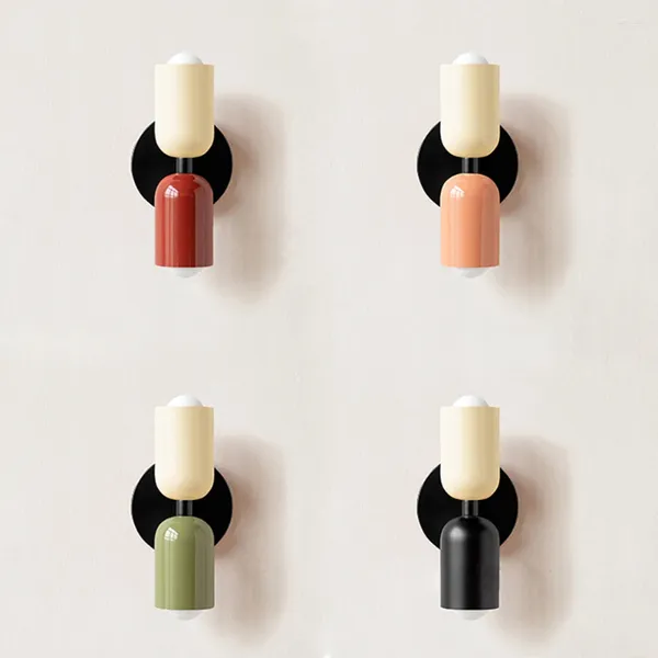 Lâmpada de parede Macaron nórdico Creative Color Double Head Sarrancas para Corredor Sconce Sala de estar Berçário Decoração doméstica
