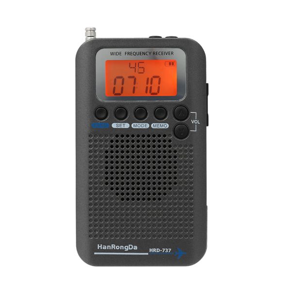 Radio HRD737 Ricevitore della banda per aerei radio a banda completa portatile FM/AM/SW/CB/AIR/VHF Band World con LCD Display Draint Clock