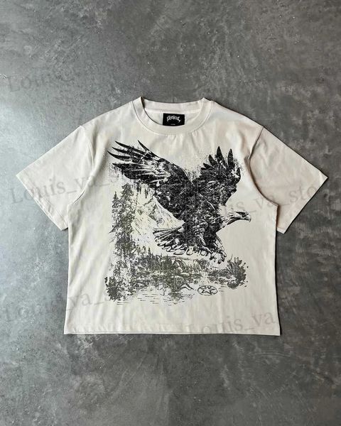 T-shirt maschile harajuku Eagle Stampa magliette oversize Women Strtwear Grunge Graphic Thirts Pro Scelta Goth Goth Goth GOTH HE2K Tops Men abbigliamento T240408