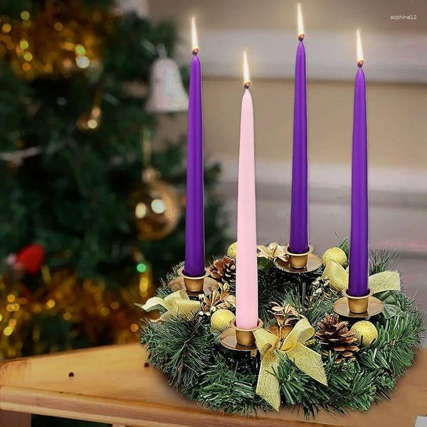 Dekoratif Çiçekler Altın Gümüş Mor Noel Çelenk Şamdan Şerit Advent Çam Konisi Yay Ev Dekorasyon