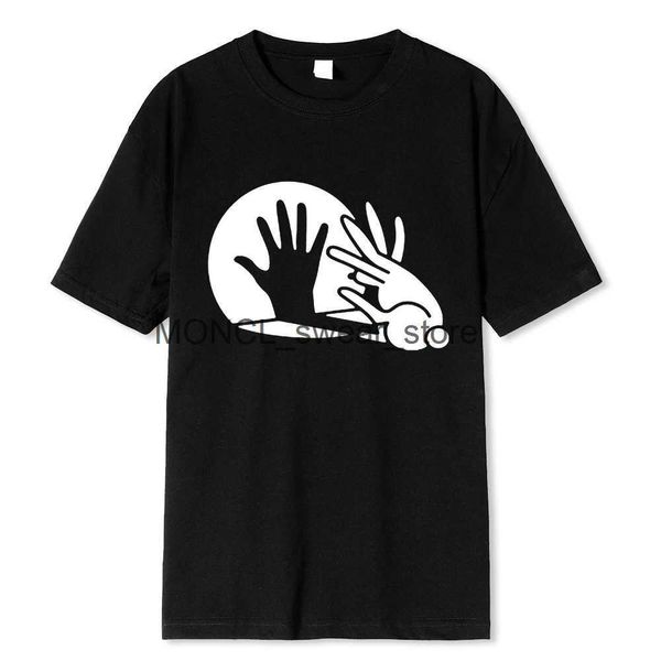 Мужские футболки Мужчины Женщины Смешная рубашка для кролика животных любителей кролика Shadow Play Plant Fit Fit Fit Fult Tops, преобладающие 100% хлопок T H240408