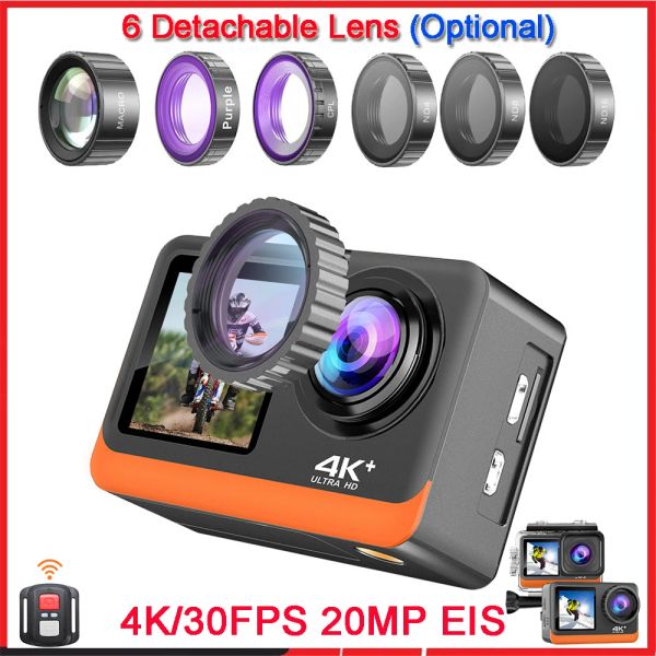 Камеры Ultra HD 4K 30FPS 16MP Wi -Fi Двойной камера Двойной экран 2,0 IPS ЖК -дисплей 170 ° Широкий угол 30M водонепроницаемый Go Sport Pro Video Cam