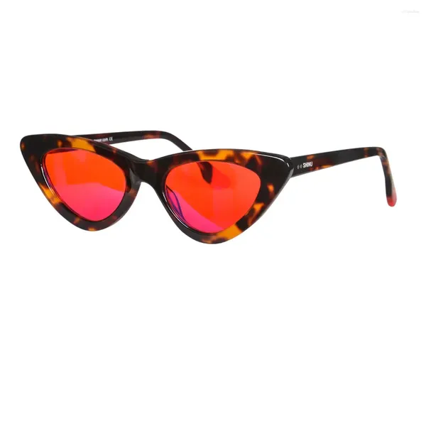 Солнцезащитные очки Shinu лучше винтажные кошачьи очки, женщины ацетат красный оранжевый прозрачный линз синий свет