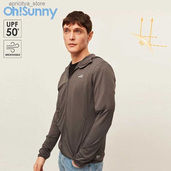 Outdoor-Jackets Hoodies Ohsunny Männer Sonnenschutz überschwärmen Anti-UV-Hautmantel Langarmjacke upf 1000+ atmungsaktive Modekleidung für den Frühling Sommer L48