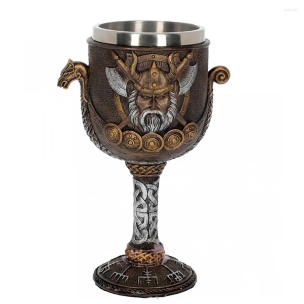 Copos de vinho viking guerreiro dragão navio cálice cálice aço inoxidável odin como fã de halloween drinkware de presente