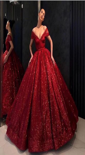 Bling Bling -Pailletten Quinceanera Kleider Ballkleid rot 2021 neue süße 16 Kleiderkleider Geburtstagsfeier Platten Plus Size Vestidos de 6224348