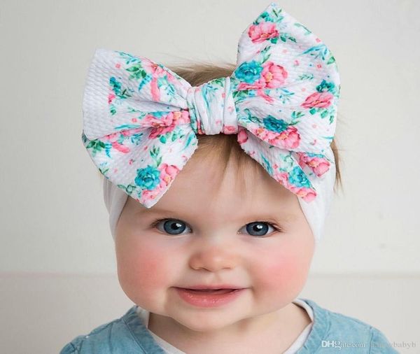 Ganze Baby Girls Weiches Haar Bögen Knoten Stirnbandkritzeln Blume Meerjungfrau Drucken Haarband DIY Girls Haarzubehör1473386