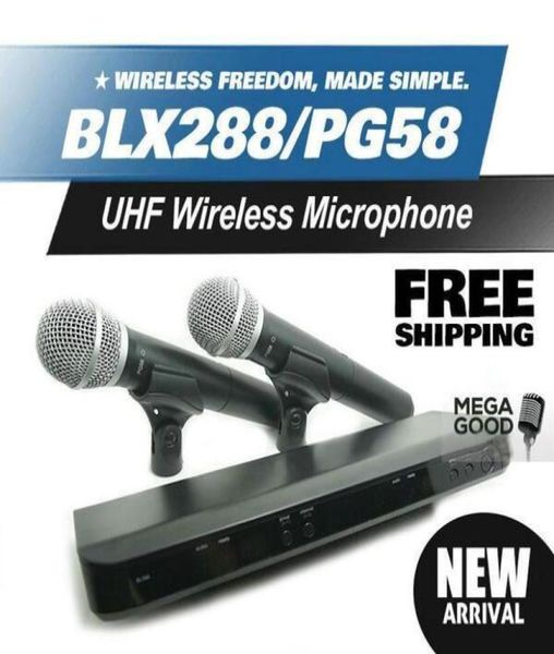 Mikrofono BLX BLX288 BLX88 PG 58A UHF Kablosuz Mikrofon Karaoke Sistemi PG58 Çift Taşınan Mikrofon Mikro Mikro Mikro Mikro Mi9128138
