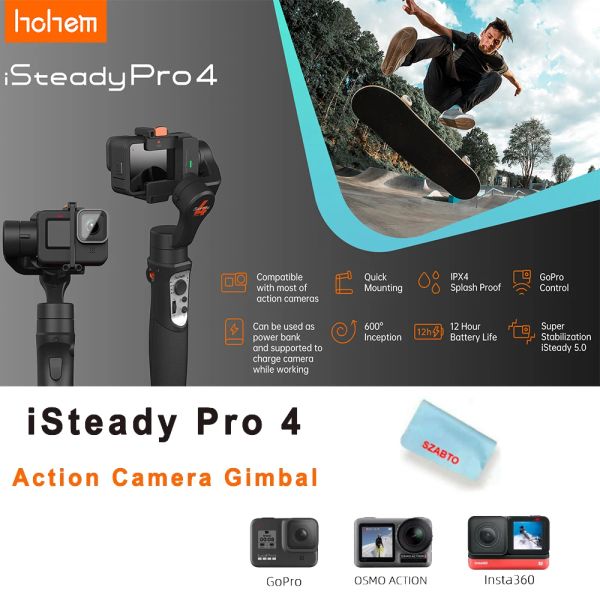 Gimbal Hohem ISteady Pro 4 3axis Gimbal Action Camera Stabilizer Handhed Helld Antishake Controllo wireless per GoPro Hero 10 Osmo Insta360