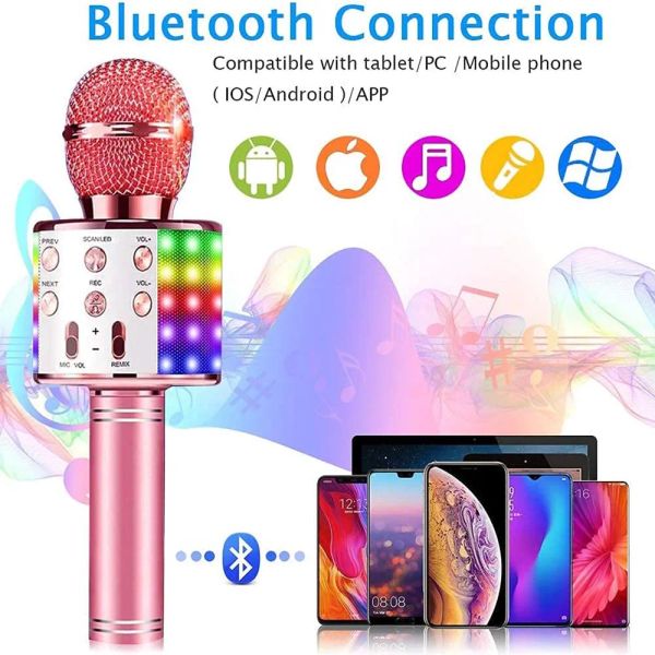 Микрофоны Aroay Bluetooth Microphone Handheld Wireless Clear Voice Mic для караоке -вокальной музыки