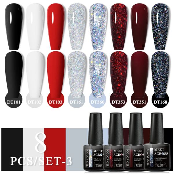 I kit si incontrano attraverso lo smalto gel da 8/15 pezzi set rosso glitter semi permanente immergere da gel kit vernice design per nail art manicure