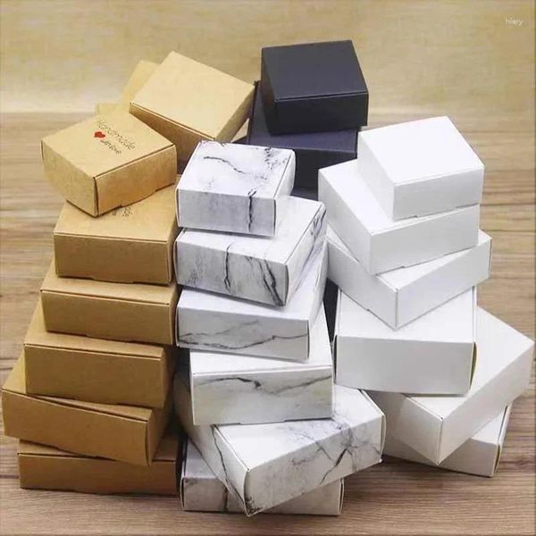 Embrulhado de presente 6pcs kraft paper caixa de papel estilo de marmoreado diy casy chocolate embalagem festa de aniversário decoração de casamento natal