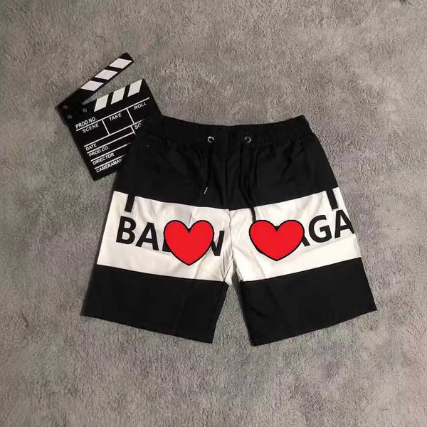 Die richtige Version des Pariser Stils Unisex Letter Printed Draw String Shorts Beach Hosen Familie Fünf Punkt Trendy