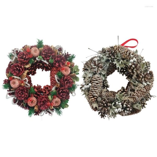 Fiori decorativi R2JC Christmas Artificial Pinecones Porta Guida con per decorazione per la casa a parete invernale di strass