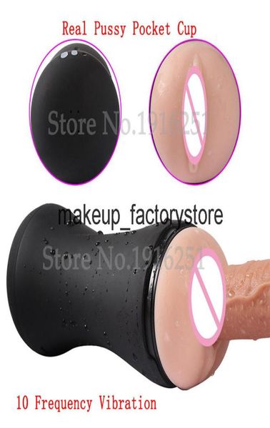 Massage Automatische männliche Masturbator Cup 10 Geschwindigkeiten starke Vibration Sexspielzeug für Männer Penisübung Realistische Vagina Muschi Tasche Cu6173414