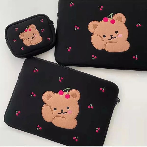 Bolsa de luva de laptop de cerejeira de desenho animado fofo para Mac iPad Pro 97 102 133 156 polegadas comprimido de case interna Bolsa iPad Air 4 240408