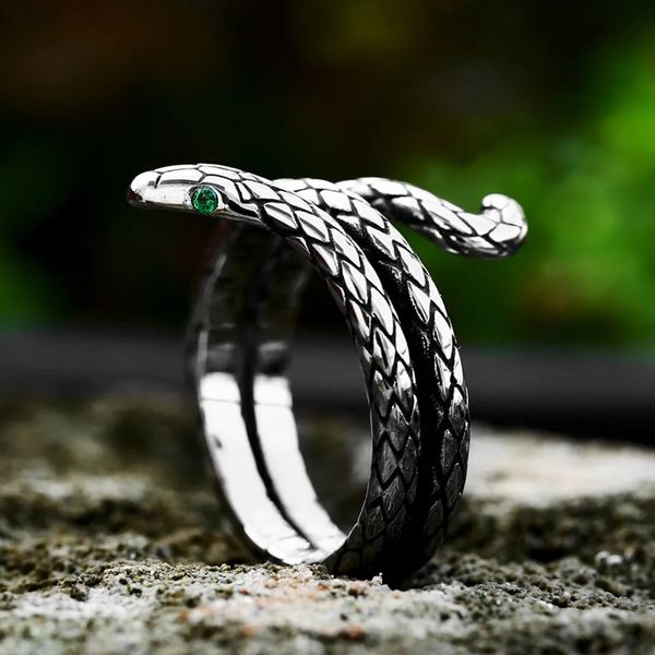 Yeni tasarım 14k altın yılan yüzüğü erkekler için kadınlar punk serin hayvan yüzük bisikletçisi moda muska mücevher hediyesi