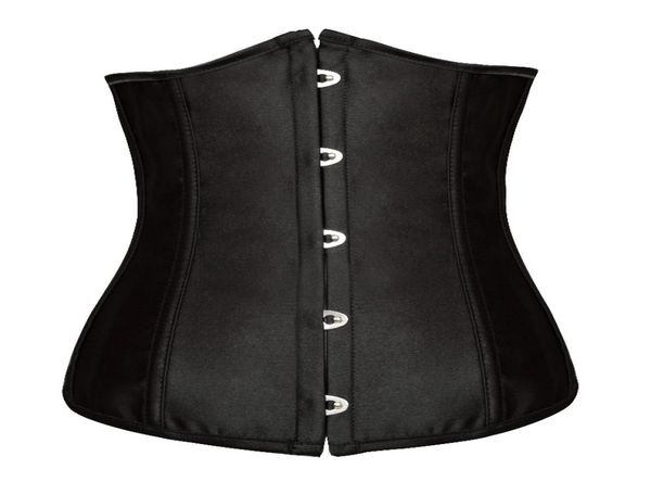 Goth Satin Schwarze Korsetts sexy Dessous Frauen Stahl Taille Training Underbust Bustiers Plus Size Corselets Top 81925797230