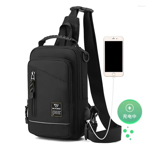 Backpack Men imbracatura a tracolla a tracolla a croce Crotine con zaino con porto di ricarica USB Nylon maschio Small Messenger Borse