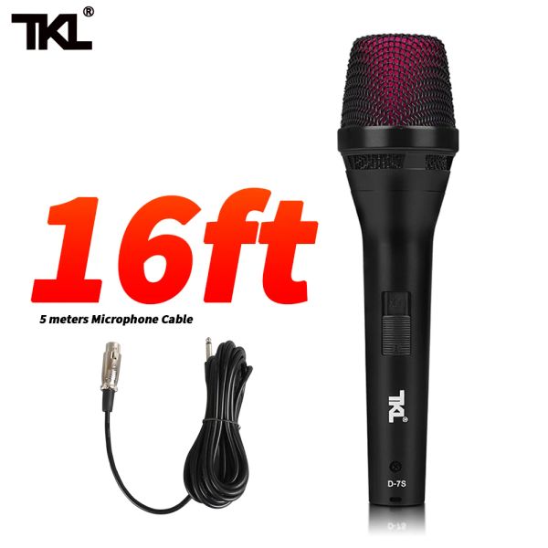 Microfones TKL Microfone dinâmico Cardióide Microfone com fio vocal XLR Cabo 5m para o Family Karaoke Mixer Speaker com interruptor On/Off D7S