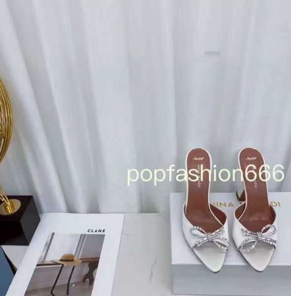 Slippers 2024 Bow Othestone Roth Routh Open Toe High Heels Glass с дизайнером женщин с сандалиями в середине камеры 34767